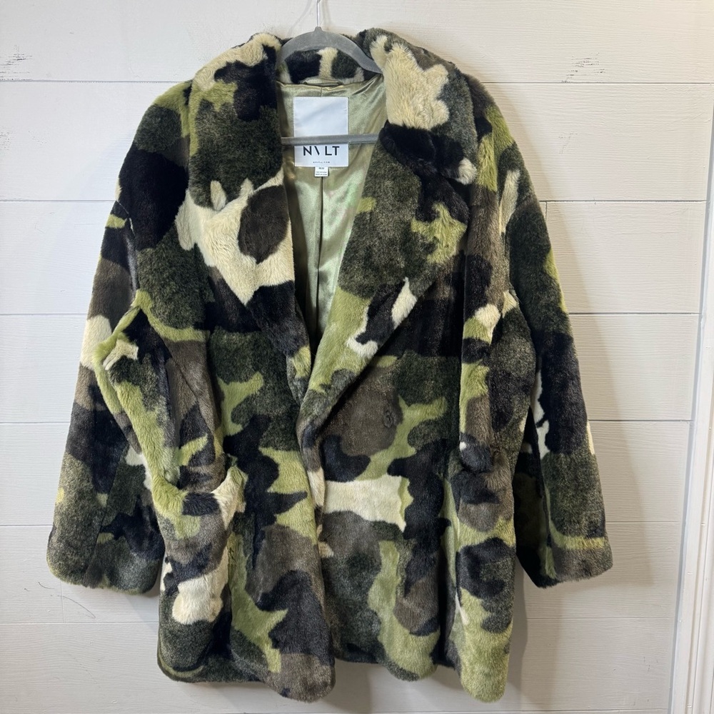 NVLT Anthropologie | Faux Fur Coat In A Camouflage Print Size Medium